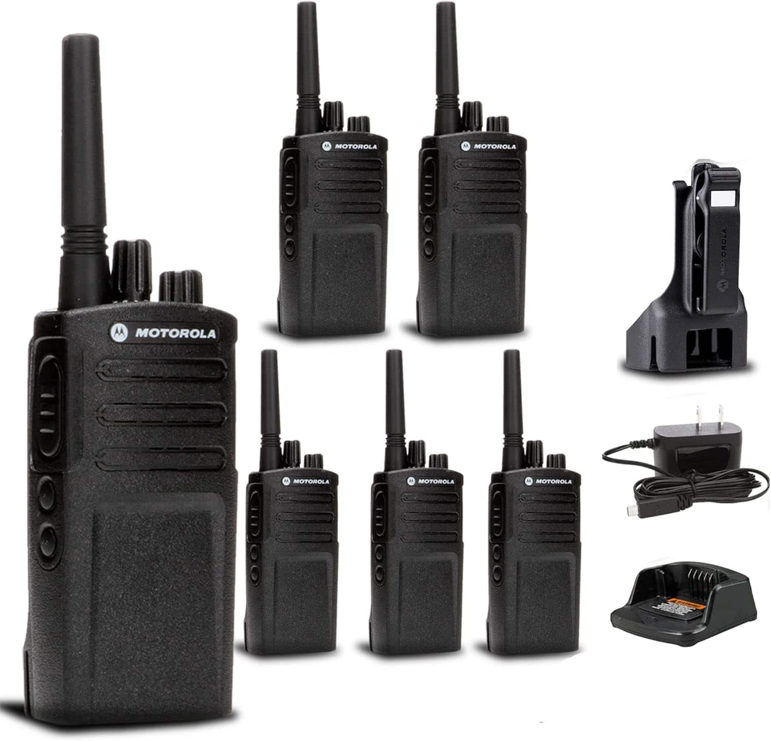 Motorola Solutions - 6 x Motorola RMV2080 On-Site 2-Way Business Radio + Mic Cleaner Spray + More - Black