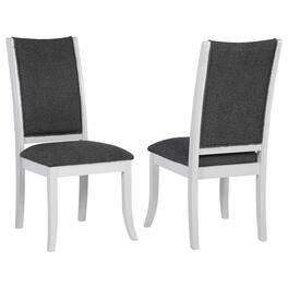 Manhattan Lane - Judy Dining Side Chair Set of 2, Flared Legs, White Wood, Gray Fabric - White, Dark Gray