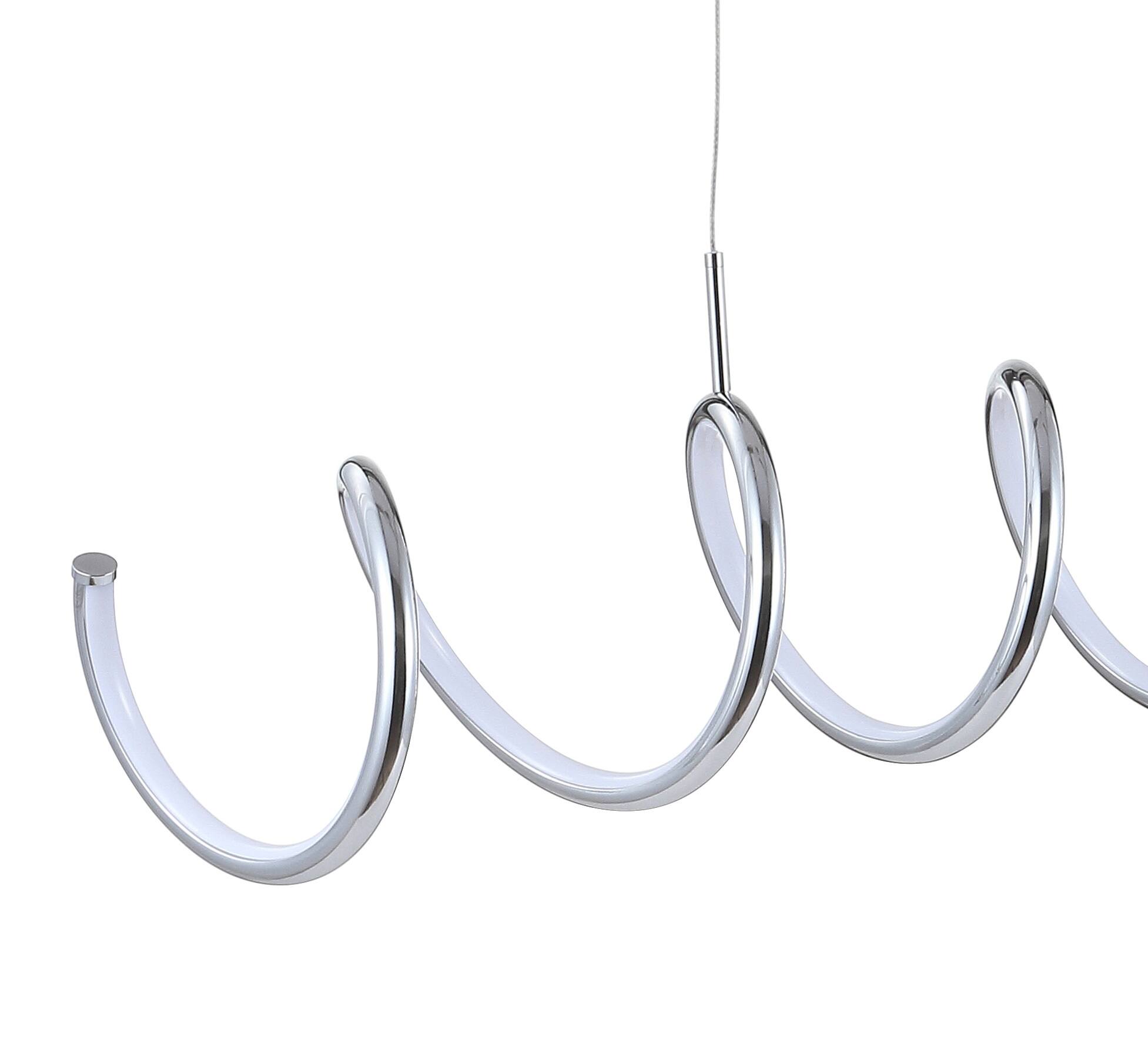 Alt View 4. Jonathan Y - Ali 31" Dimmable Adjustable Integrated LED Metal Linear Pendant, Chrome - Chrome.