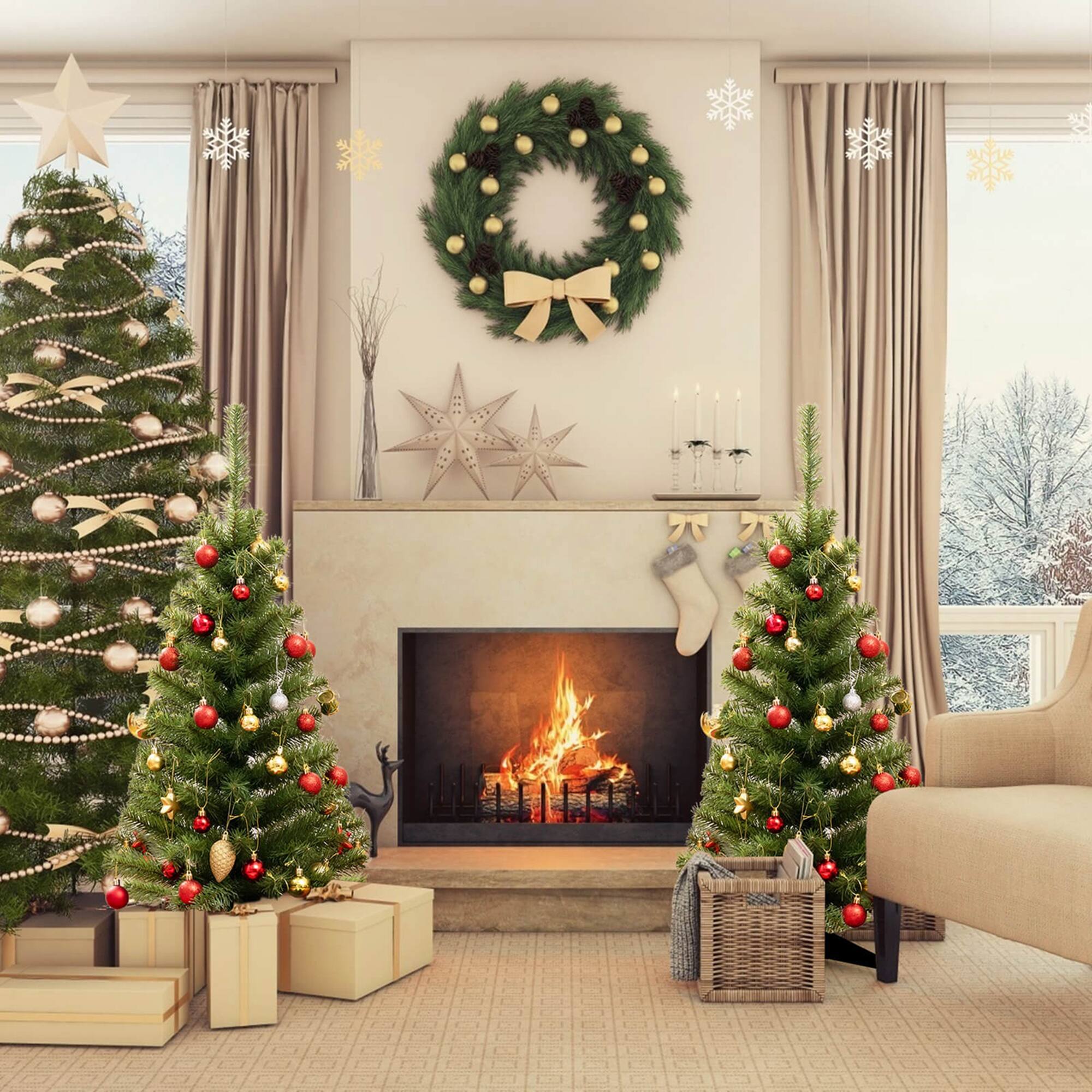 Alt View 11. Costway - 3ft Unlit Artificial Christmas Halloween Mini Tree Black with Plastic Stand Green - Green.