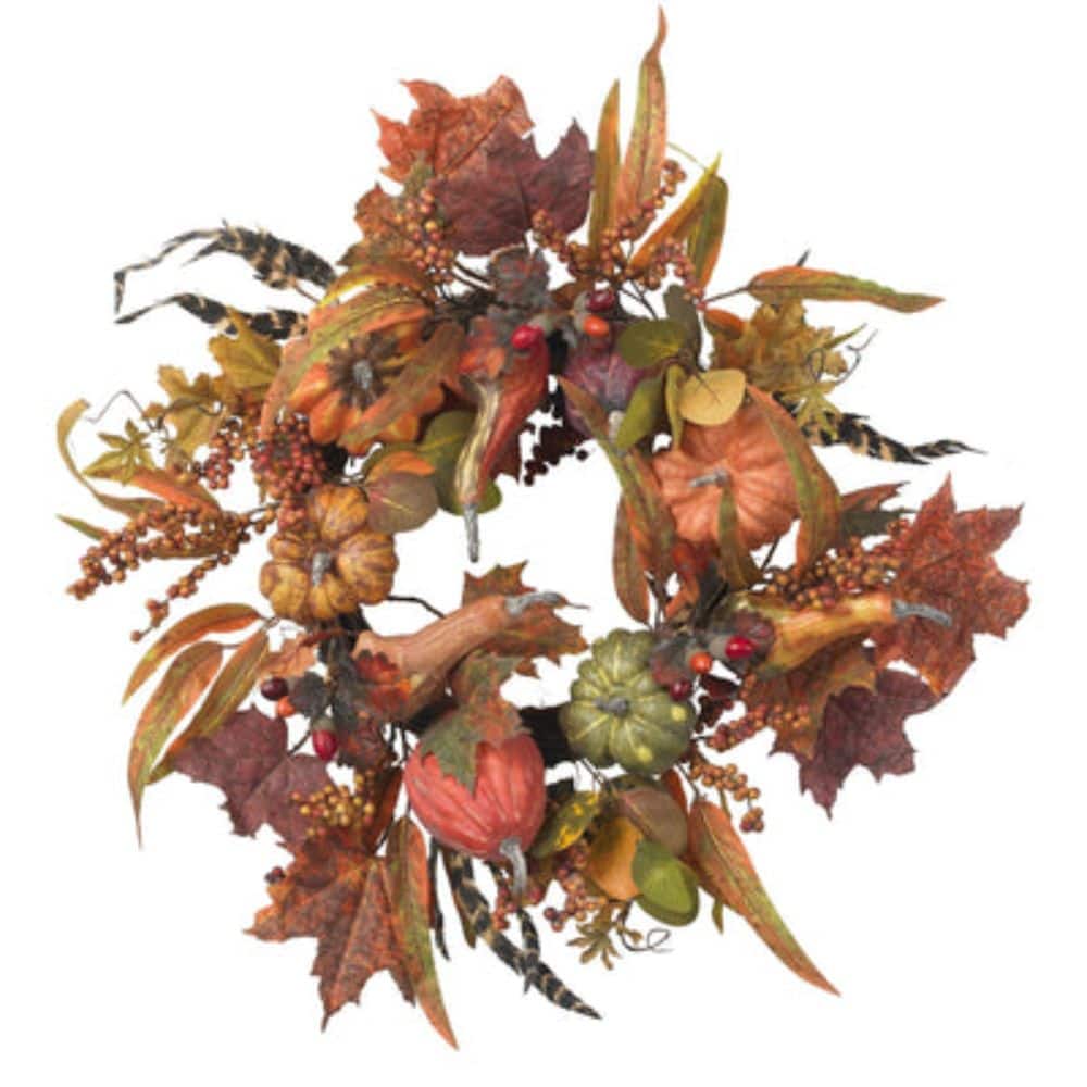 BreeBe - 24" Pumpkin & Berry Wreath - NA