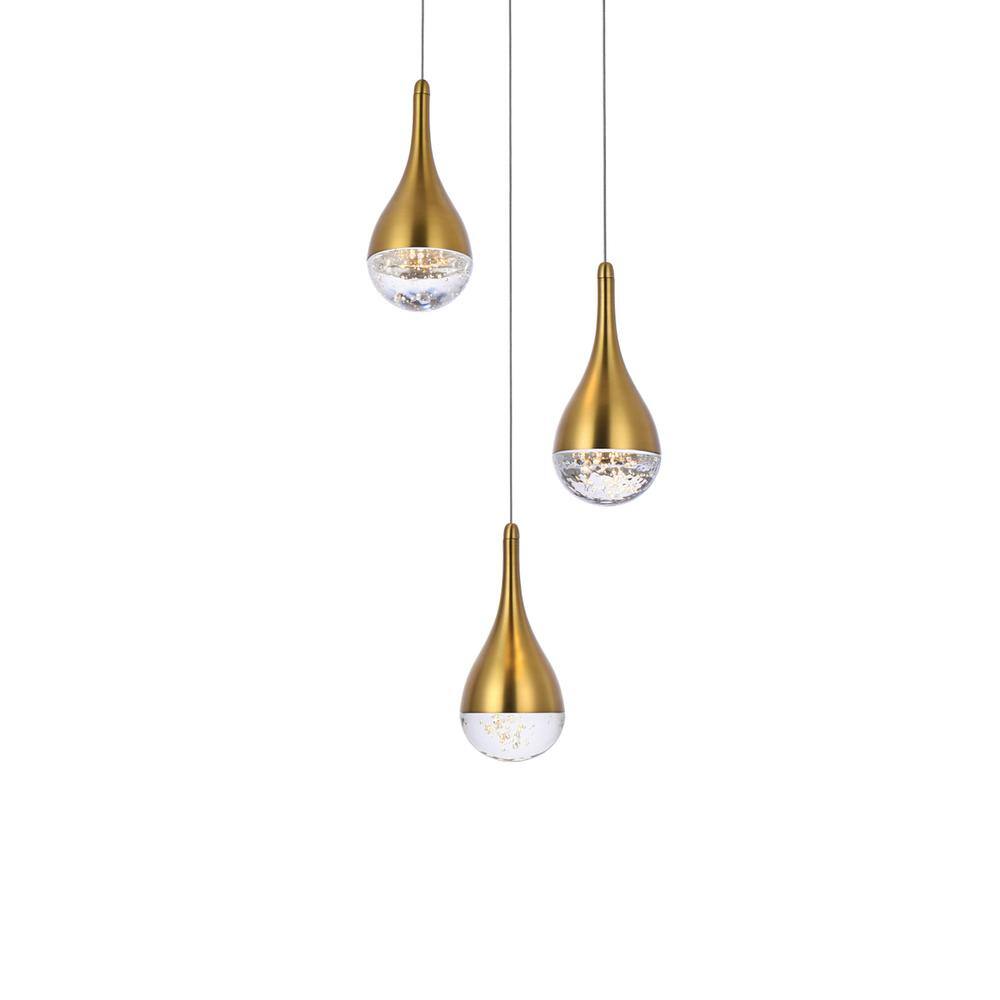 Angle. Elegant Lighting - Amherst 10 inch LED pendant in satin gold - Satin Gold.