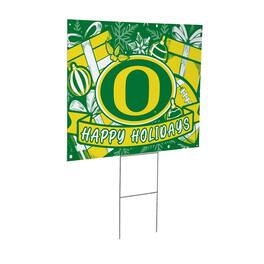 Evergreen Enterprises - Oregon Ducks 24" x 18" Happy Holidays Christmas Outdoor Staked Yard Sign - Multicolor