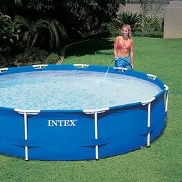 Intex - Above Ground Swimming Pool w/Pump, Filter Cartridge(6 Pack)& Cover - White