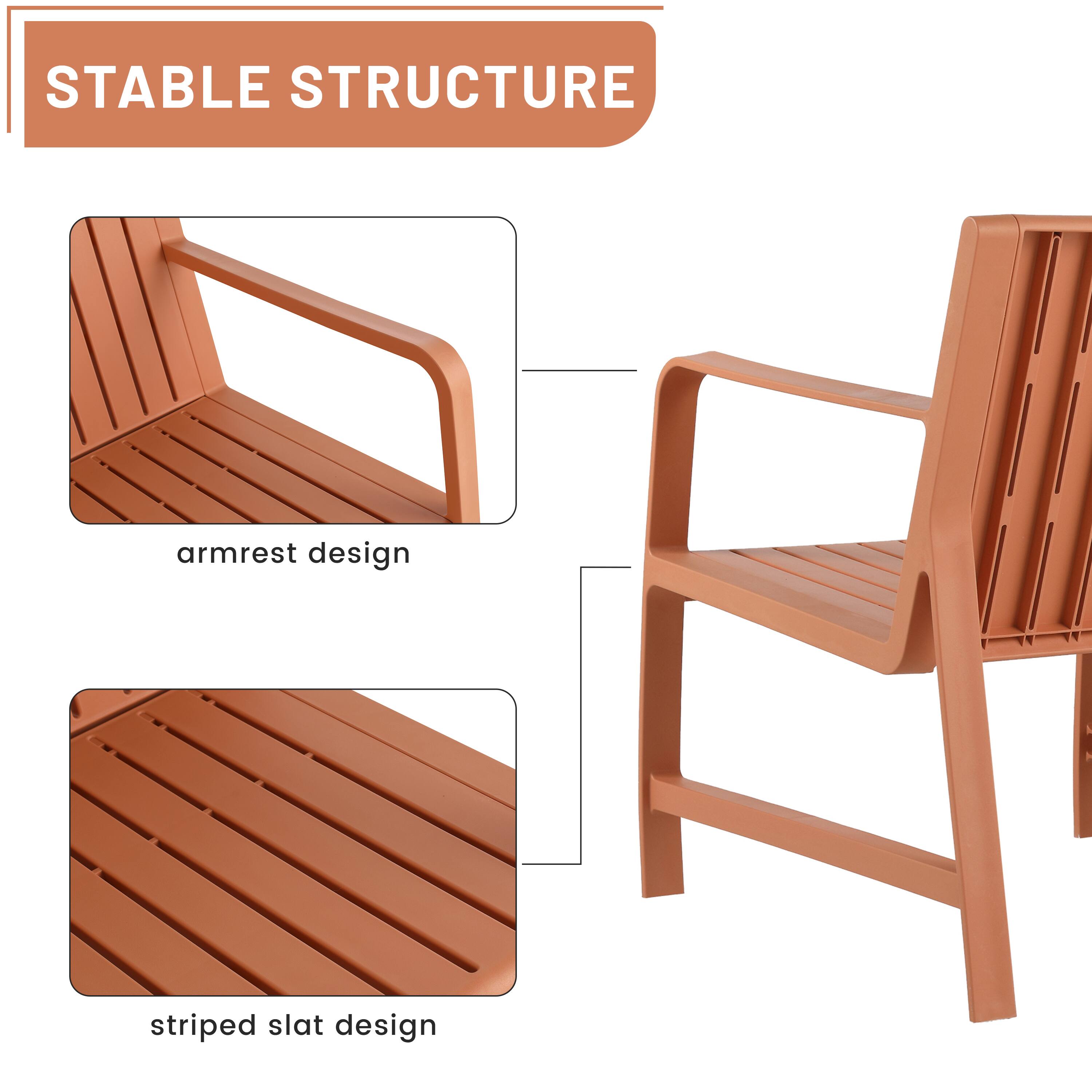 STABLE STRUCTURE

- armrest design
- striped slat design