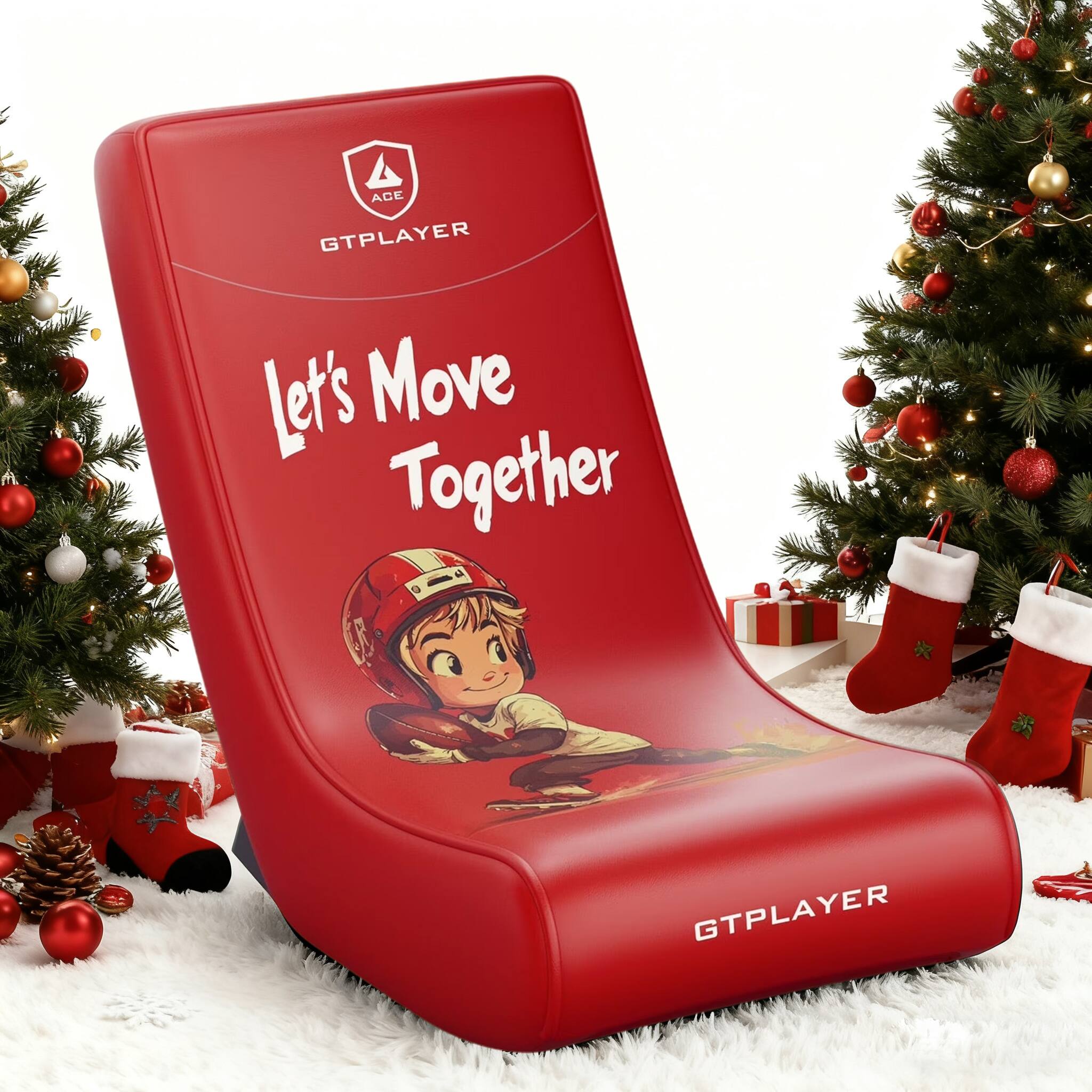 GTPlayer - Rocker Floor Gaming Chair Ergonomic Comfortable Floor Rocker, Football Pattern - Red