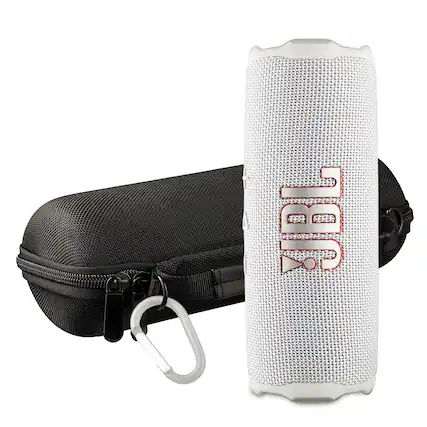 Front. JBL - JBL Flip 7 Portable Bluetooth Speaker (White), deep bass, IP68 waterproof, for home, Outdoors Bundle - White.