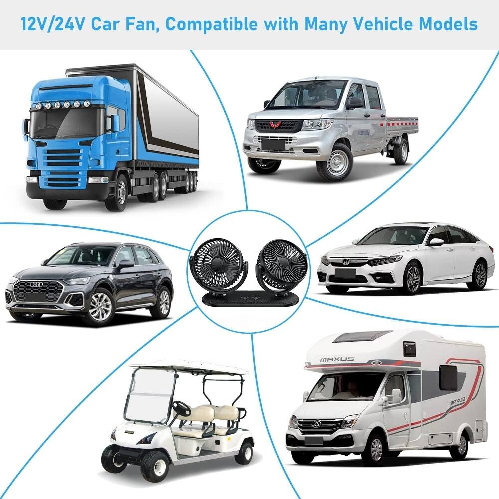 12V/24V Car Fan, Compatible with Many Vehicle Models

- E
- EI3
- MAXUS
- mAxUs