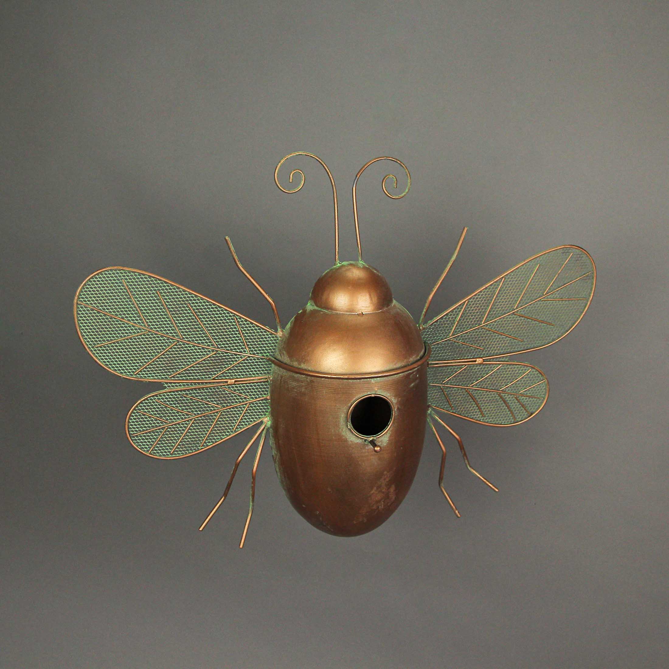 Alt View 1. The Gerson Companies - Metal Copper Hanging Decorative Bumblebee Bird House Outdoor Home Garden Decor - Copper.