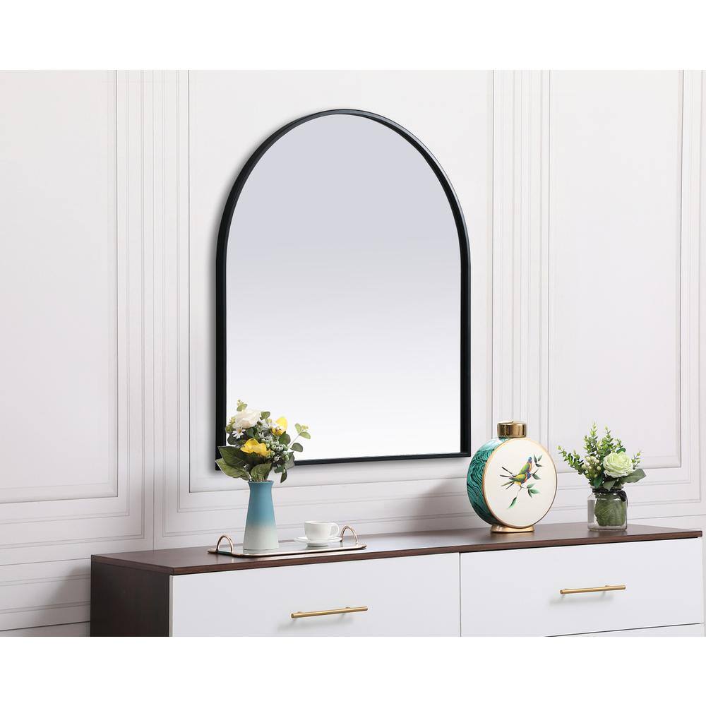 Alt View 2. Elegant Decor - Metal Frame Arch Mirror 27x30 Inch in Black - Black.