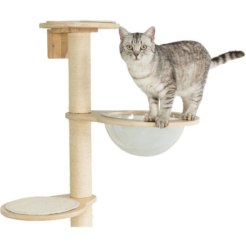 Alt View 1. TRIXIE - Mateo Wooden & Sisal 4-Level 54.3" Wall Mount Cat Tree, Scratching Posts & Condo - Natural/White.