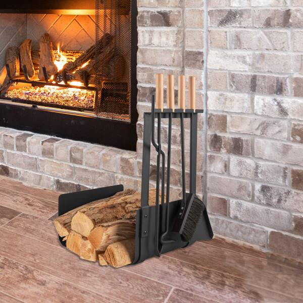 Alt View 4. Lavish Home - 5PC Fireplace Tool Set with Firewood Rack Stand.