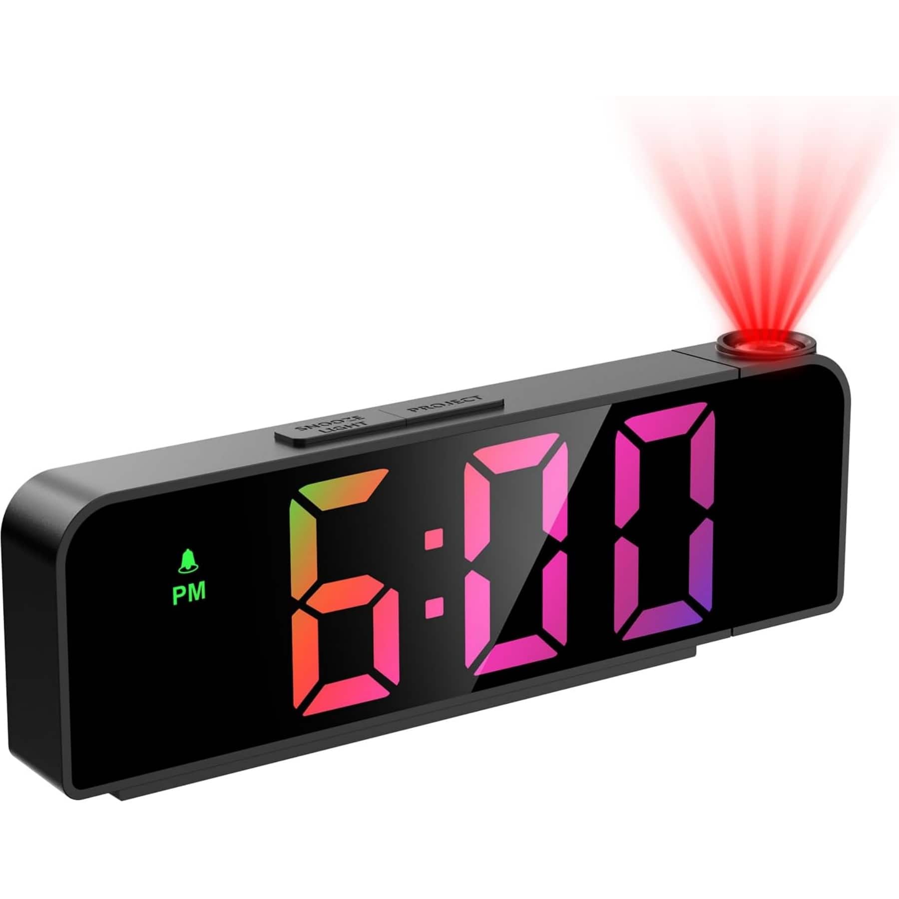Dazzed Corner - Projection Alarm Clock, LED Digital Clock with Brightness - Black