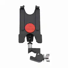 Front. Gibraltar Hardware - Dual Adjust Tablet C-Clamp Table Stand Mount for Workstation, No Slip with Adjustable Angle Placement - Black.