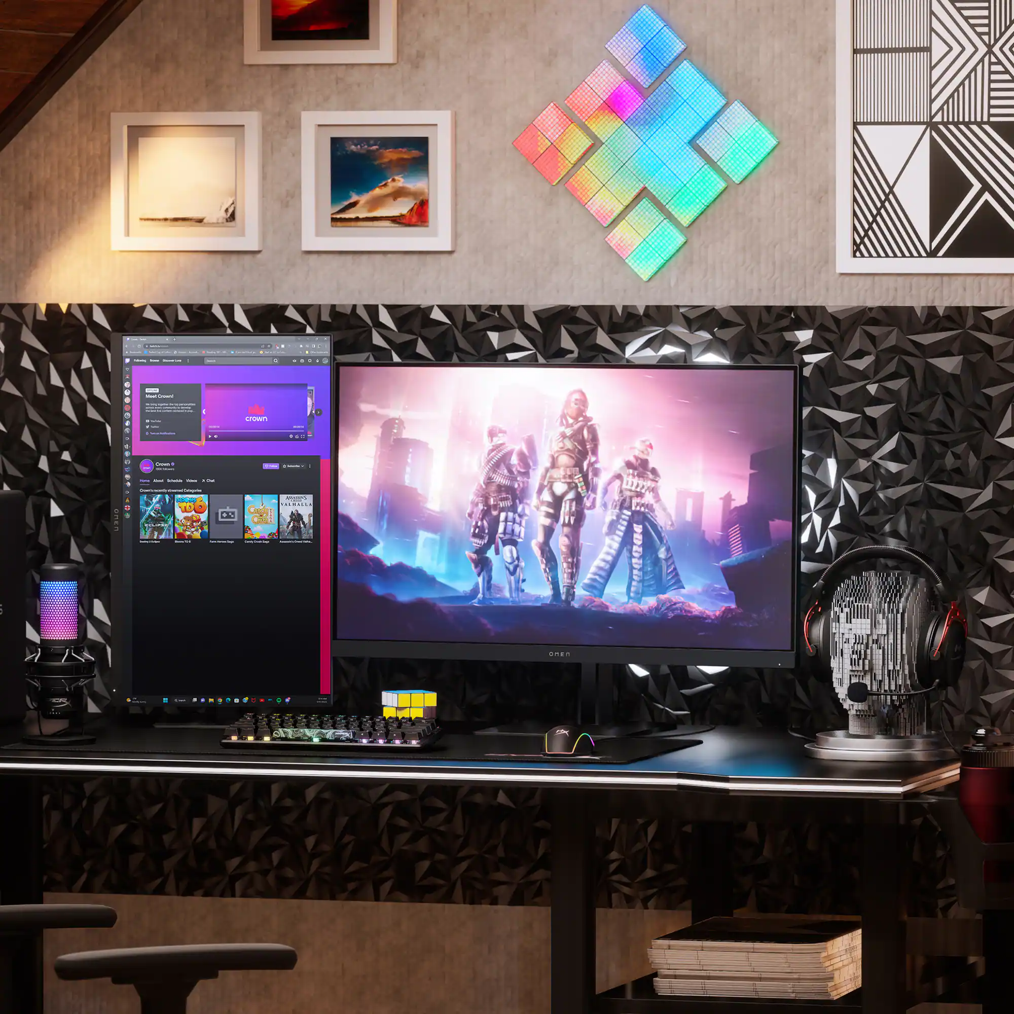 Alt View 13. HP OMEN - 31.5" IPS LED QHD 165Hz FreeSync Gaming Monitor with HDR (HDMI, DisplayPort) - Black.