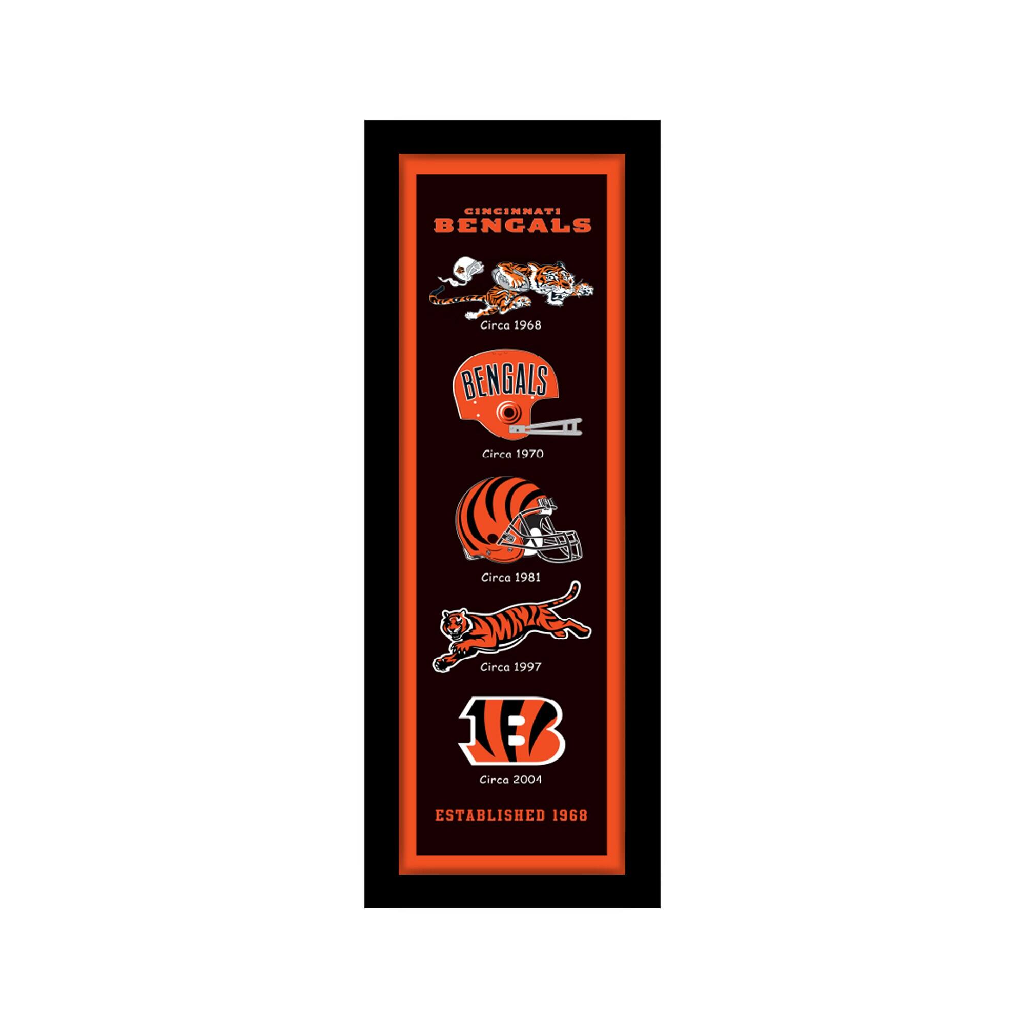 Cincinnati Bengals 12" x 36" Heritage Framed Banner