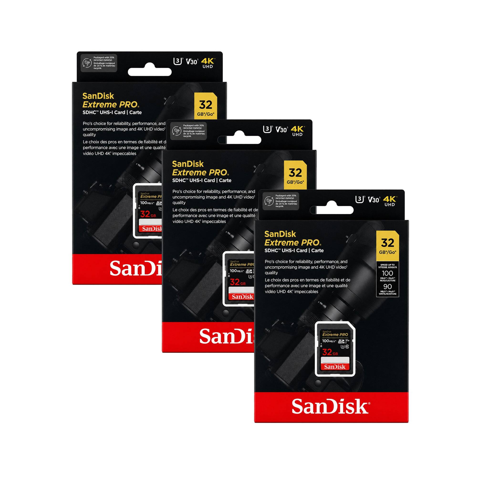 - 3 V30 4K UHD SanDisk Extreme PRO. SDHC"UHS-I Card Carte 32 GB
- Pro's choice for reliability, performance and uncompromising image and 4K UHD video quality
- Le choix des pros en termes de fiabilité et de performance avec une image et une qualité vidéo UHD 4K impeccable
- SanDisk Extreme PRO. SDHC UHS-I Card I Carte 3 V30 4K UHD 32 GB
- Pro's choice for reliability, performance and Extreme P uncompromising image and 4K UHD video 100m Me quality
- Le choix des pros en termes de Sabit ot de 32c performance avec une image et une qualité vidéo UHD 4K impeccable
- SanDisk Extreme PRO. SDHC" UHS-I Card Carte Pro's choice for reliability, performance and Crtoome PVK SamDi uncompromising image and 4K UHD video 100m Me quality
- Le choix des pros en termes de Tadalit de 32 oe performance avec une image et une qualité vidéo UHD 4K impeccable
- SanDisk