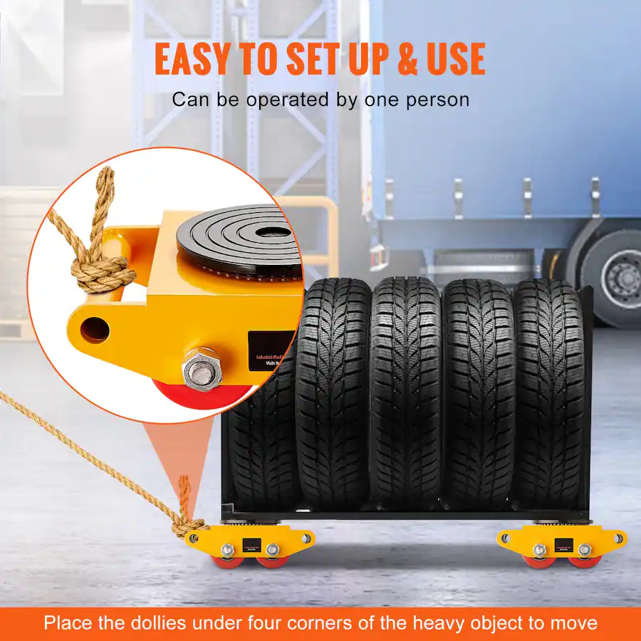 Dolly Machine Ropilly 4 Piece Machinery Skate Dolly Set, Heavy Duty Carbon Steel ...