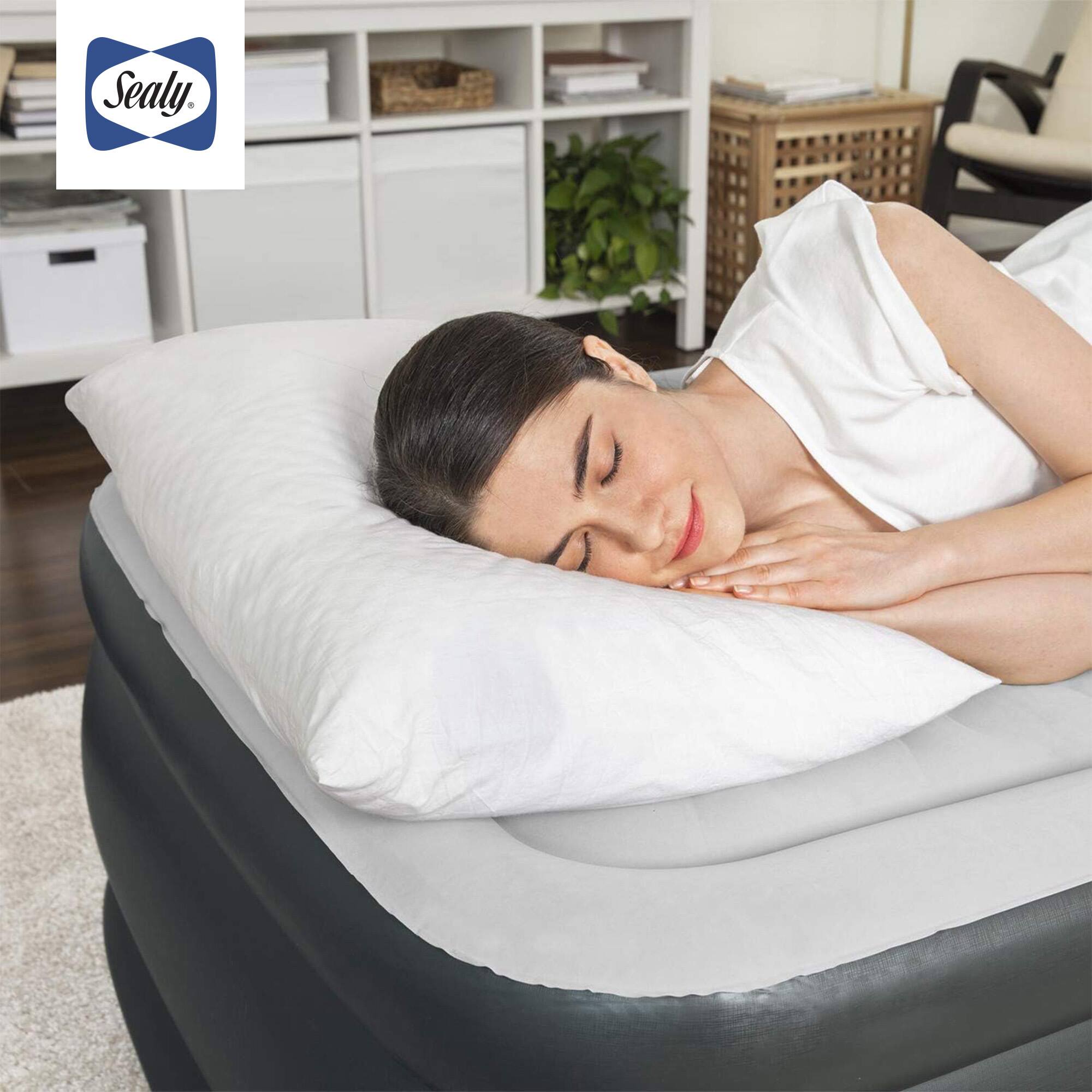 Alt View 7. Sealy - Sealy Tritech Twin Sized 20" Air Mattress Bed 2 Person w/ Built-In AC Pump & Bag - Gray.