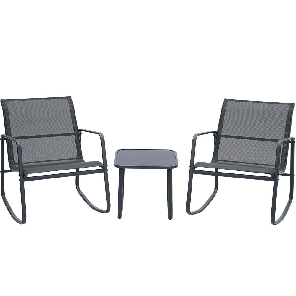 Ainfox - 3 Piece Patio Furniture Set, All Weather Textile Outdoor Conversation Set - Black