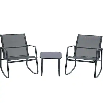 Front. Ainfox - Ainfox 3 Piece Patio Furniture Set, All Weather Textile Outdoor Conversation Set - Black.