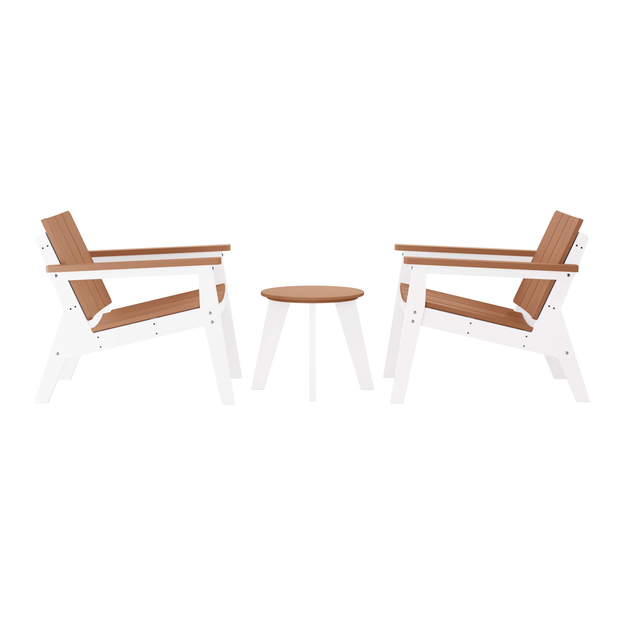 Photos - Garden Furniture Pacifica WestinTrends -  3-Piece Outdoor HDPE Conversation Set with Deep Seating Chairs and Round Side Table - White/Teak WWT 