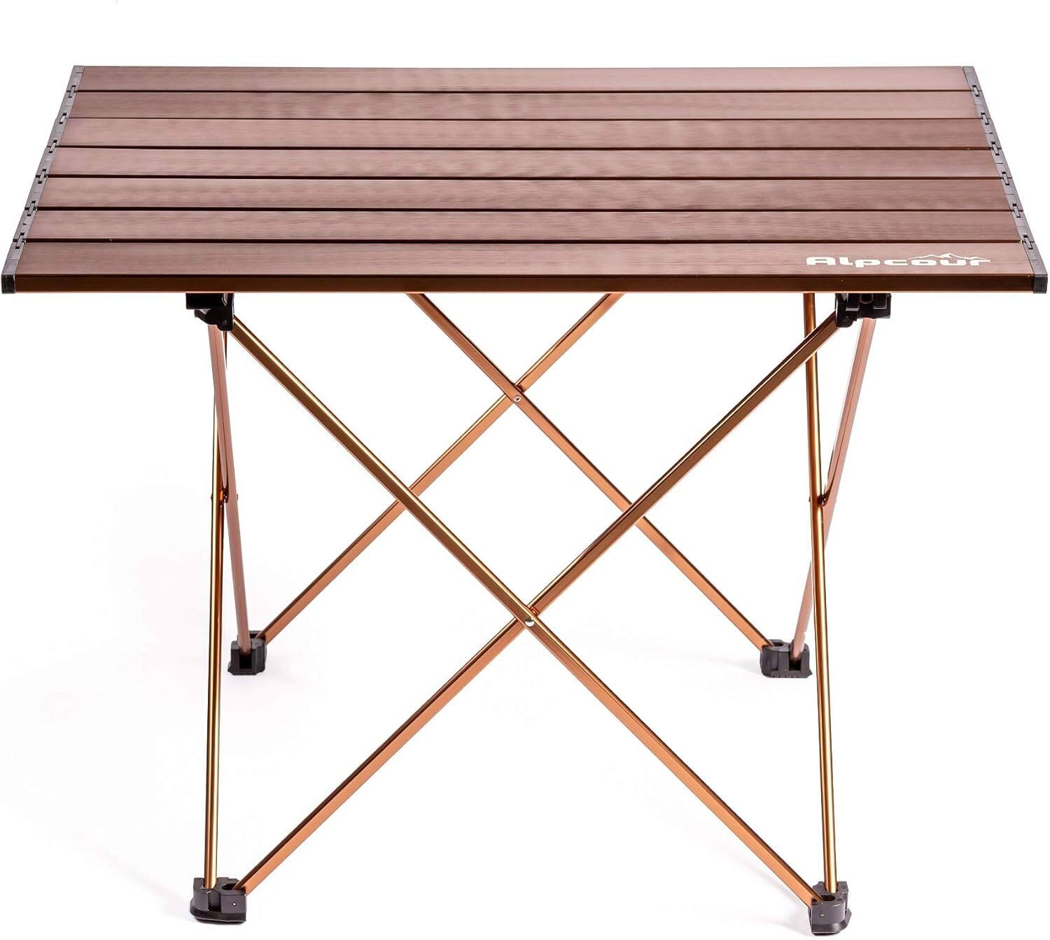 Angle. Alpcour - Alpcour Compact Folding Camping Table - Lightweight Aluminum Portable Side Table - Medium - Coffee.