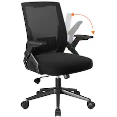 Front. CloudRest Pro - Breathable Mesh Office Chair with Flip-up Armrests Ergonomic Computer Desk Chair with Adaptive Lumbar Support,Black - Black.