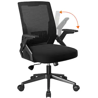 CloudRest Pro - Breathable Mesh Office Chair with Flip-up Armrests Ergonomic Computer Desk Chair with Adaptive Lumbar Support - Black