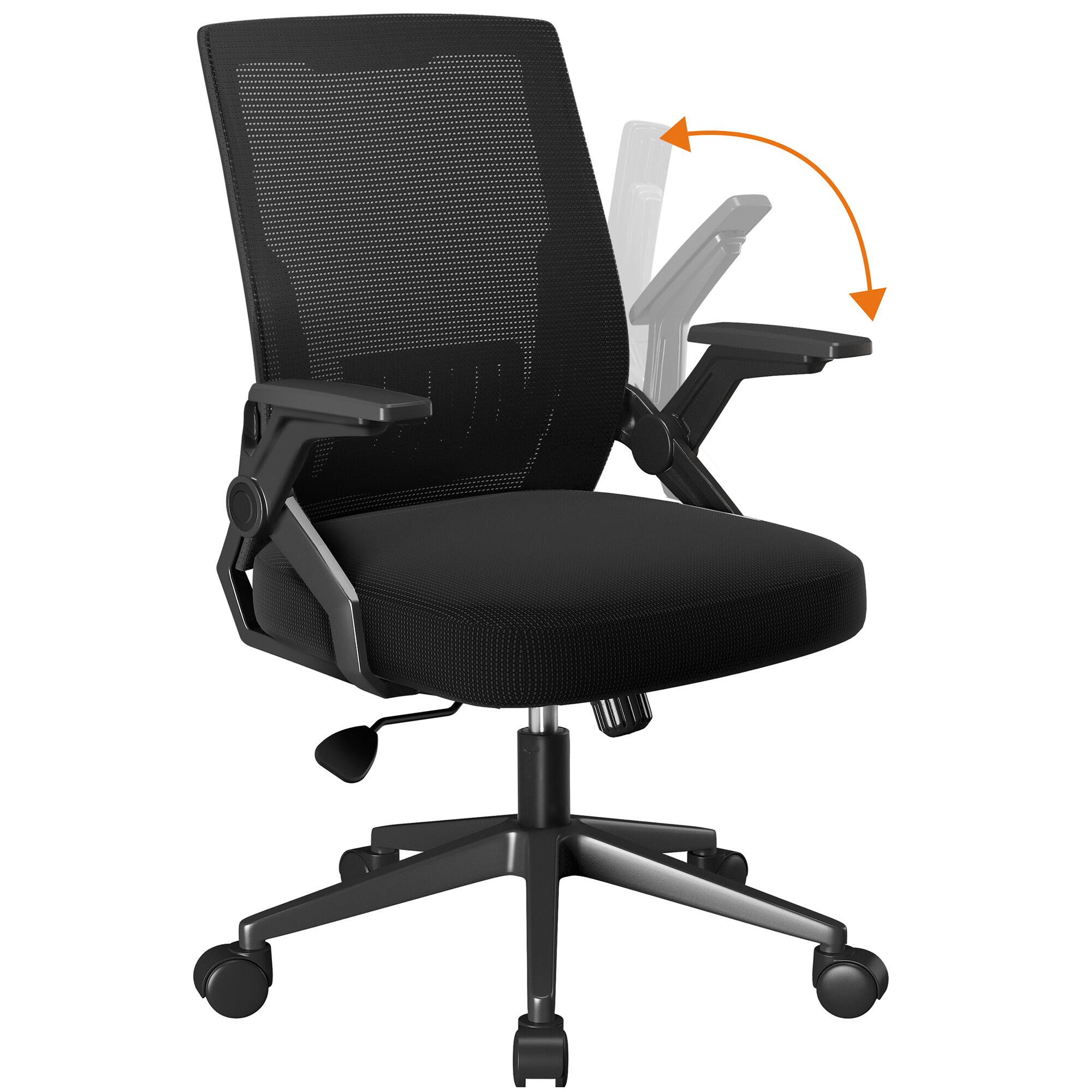 CloudRest Pro - Breathable Mesh Office Chair with Flip-up Armrests Ergonomic Computer Desk Chair with Adaptive Lumbar Support - Black