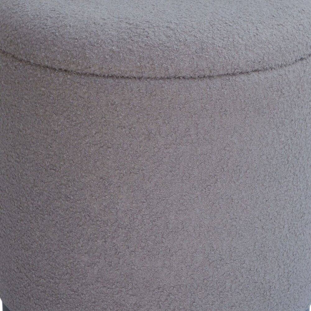 Back. Carolina Chair & Table - Handwoven Hephaestus Silver Boucle Storage Ottoman - Silver.