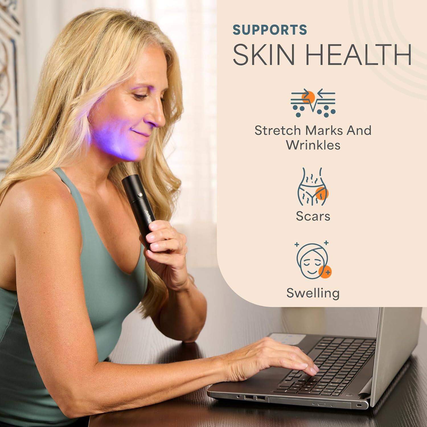 SUPPORTS SKIN HEALTH  
Stretch Marks And Wrinkles  
Scars  
Swelling