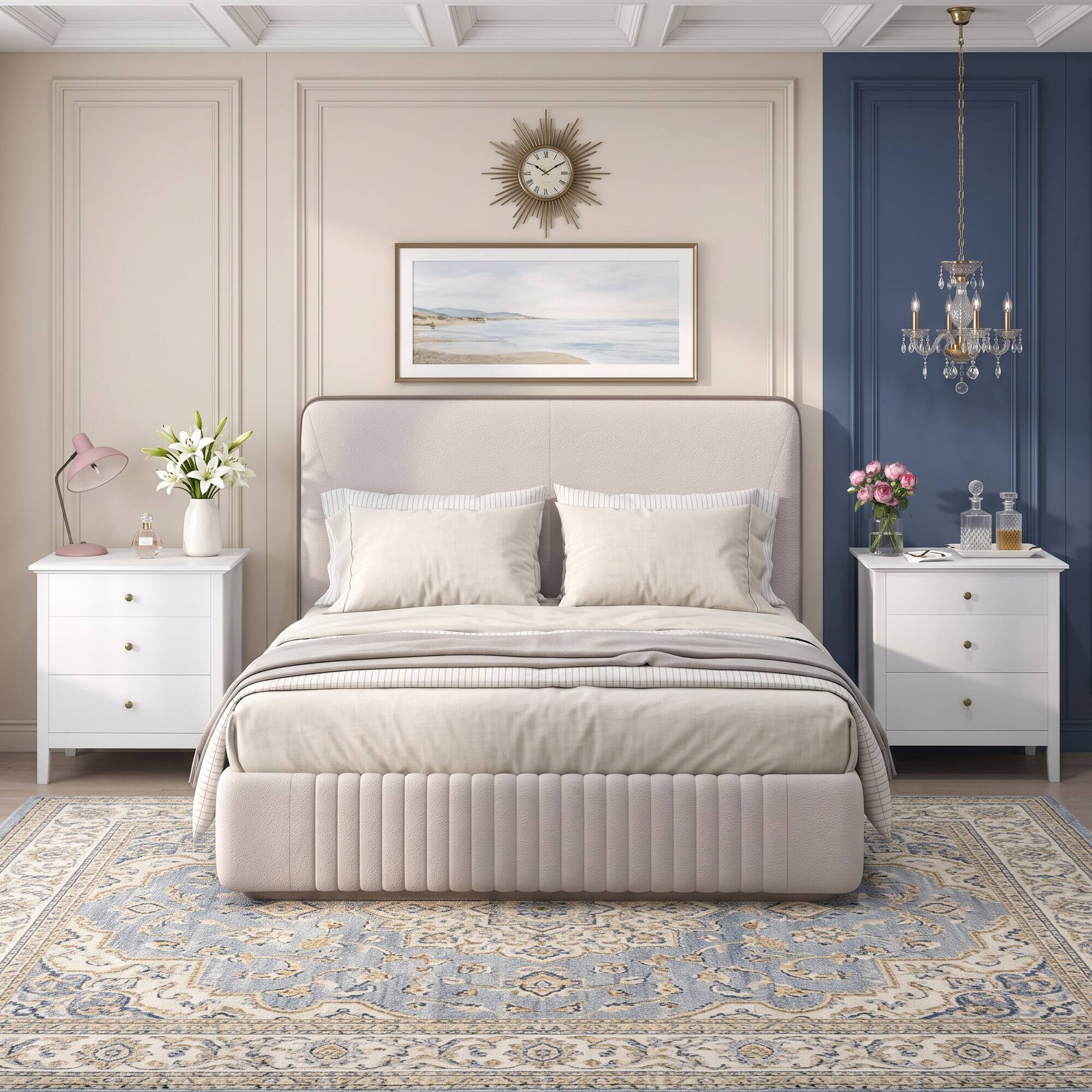 Alt View 2. WELLFOR - Modern 3-Drawer Wooden Nightstand - White.