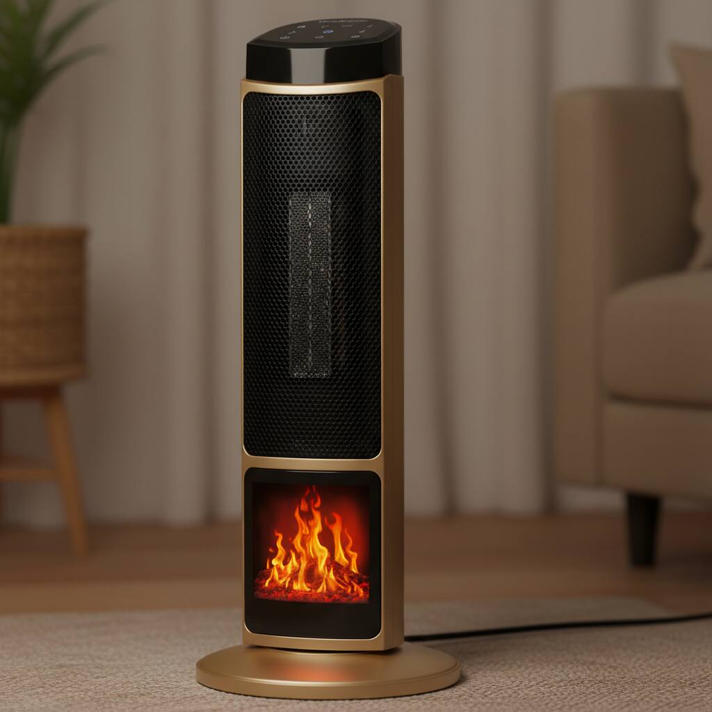 Front. AOITUN - 23inch Space Heater 3D Hyper-Realistic Flame with Remote, 1500W Electric Ceramic Tower Heater.
