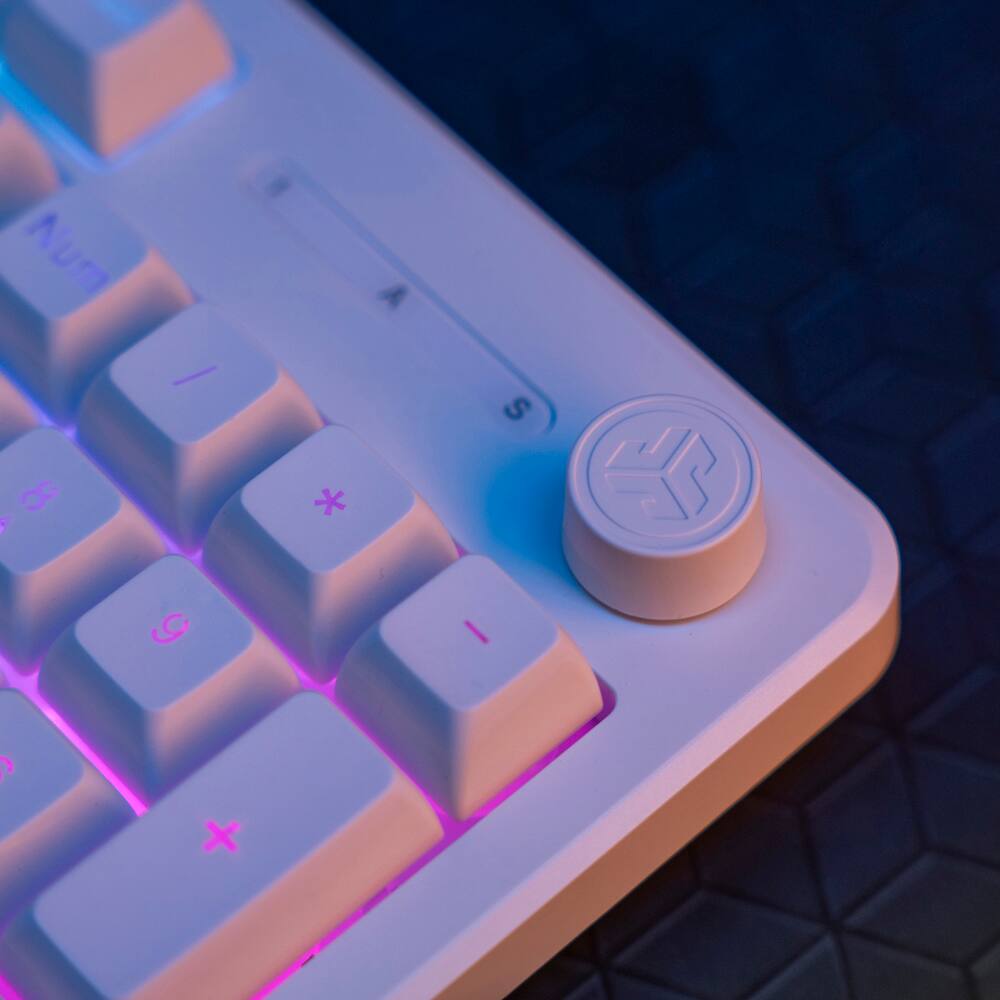 Alt View 4. JLab - Nightfall Full-Size Wired Gaming Keyboard - White.