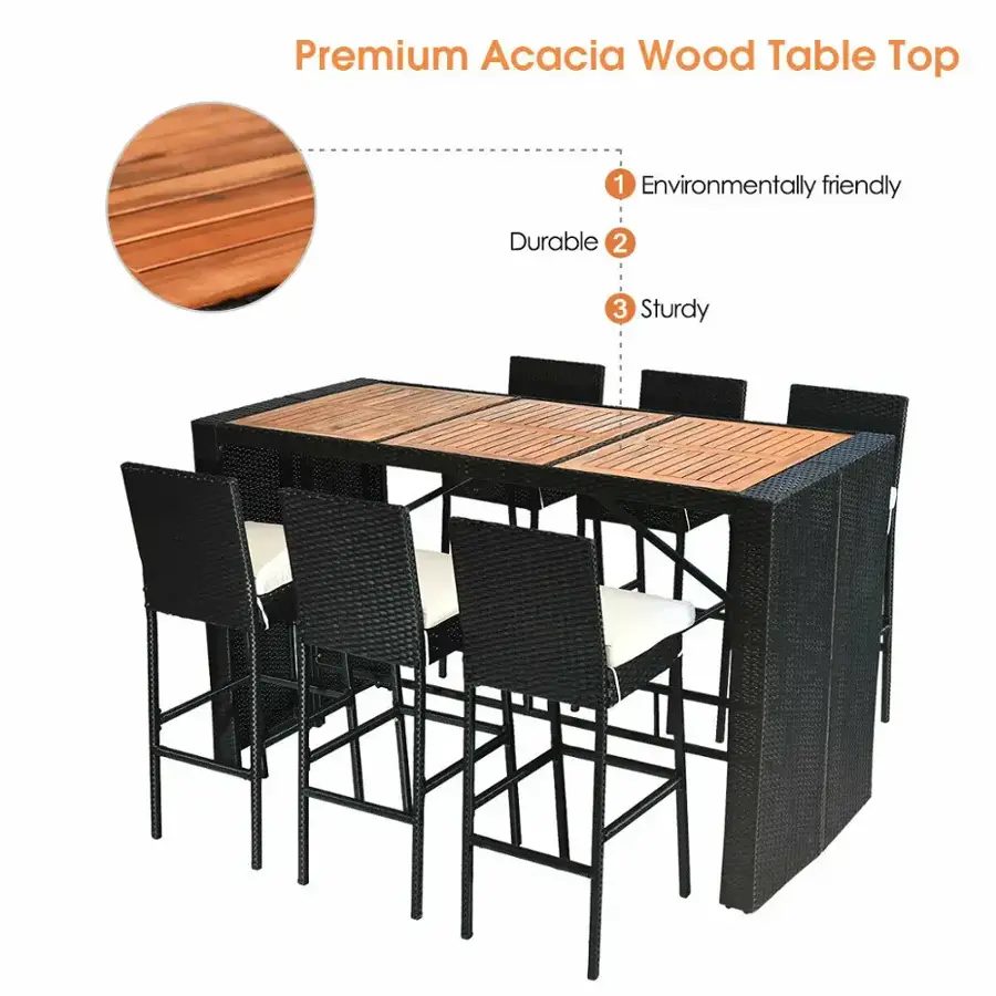 Premium Acacia Wood Table Top - Environmentally friendly, Durable, Sturdy.