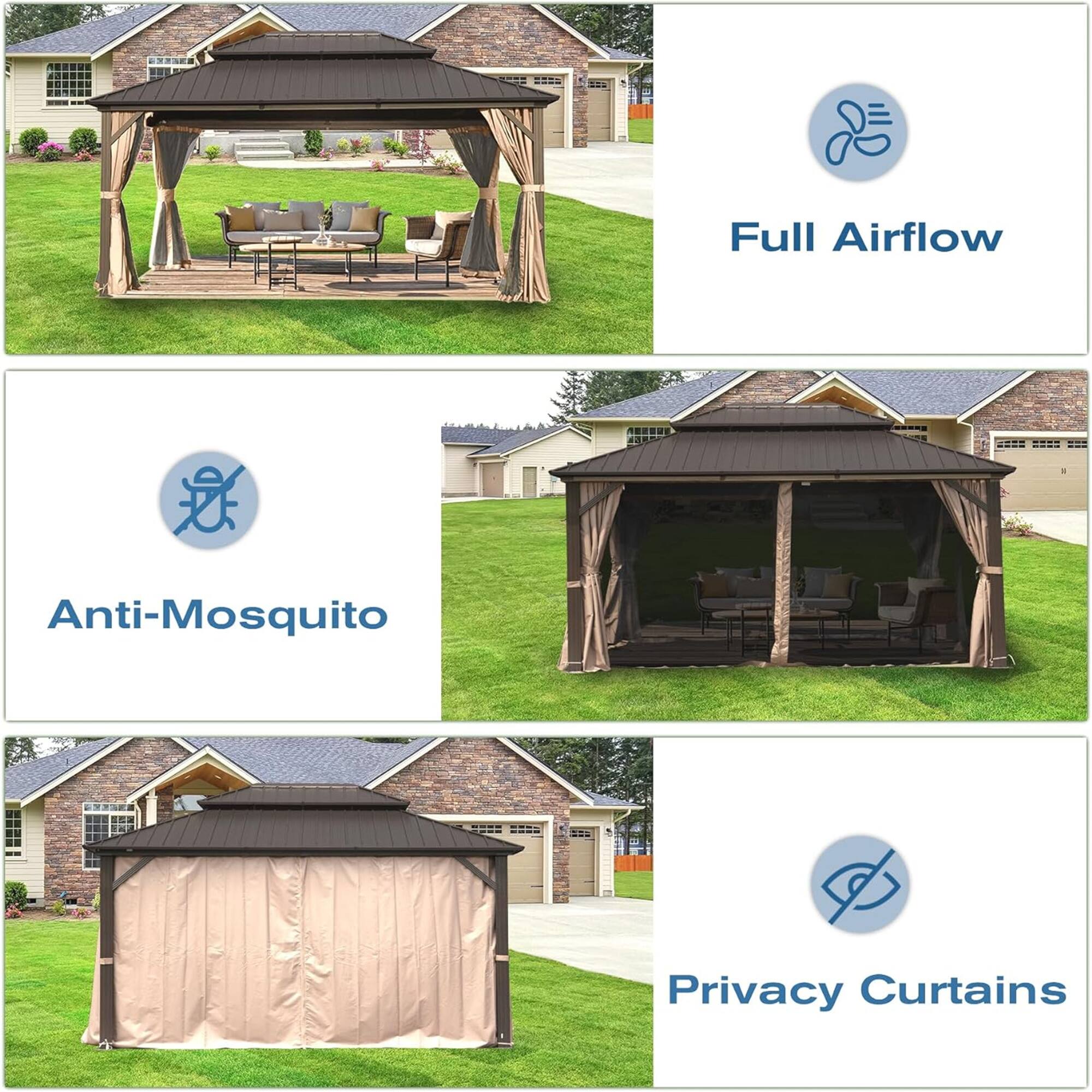 Full Airflow  
Anti-Mosquito  
Privacy Curtains