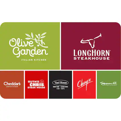 Olive Garden
LONGHORN STEAKHOUSE
ITALIAN KITCHEN
RUTH'S CHRIS STEAK HOUSE
Cheddar's SCRATCH KITCHEN
Yard House
GREAT FOOD • 130+ CLASSIC TAPS
Chuy's
Seasons 52
FRESH GRILL • WINE BAR