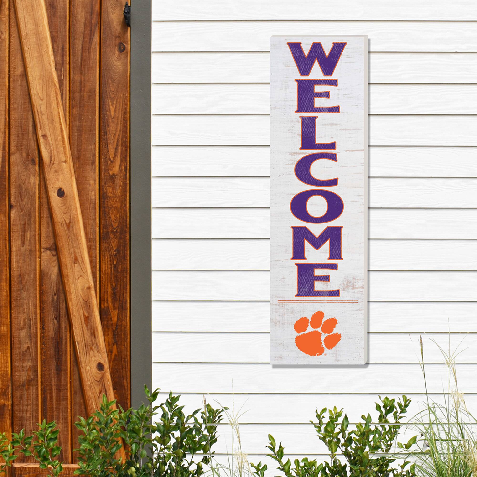 Alt View 1. Jardine - Clemson Tigers 10'' x 35'' Indoor/Outdoor Welcome Sign - White.