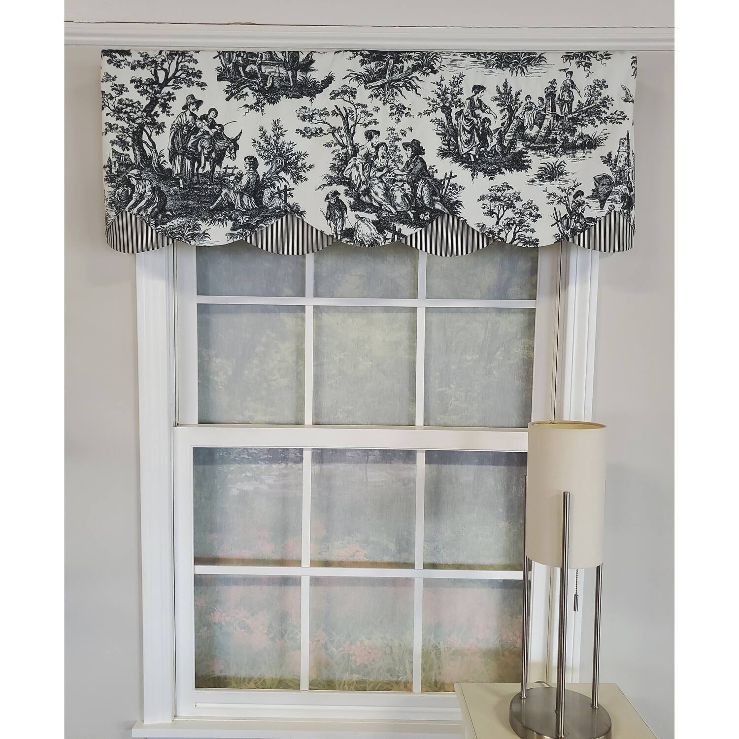 Angle. RLF Home - RLF Home 3" Rod Pocket High Quality Fabric Glory Days Petticoat Valance for Windows 50" x 15" Black - Black.