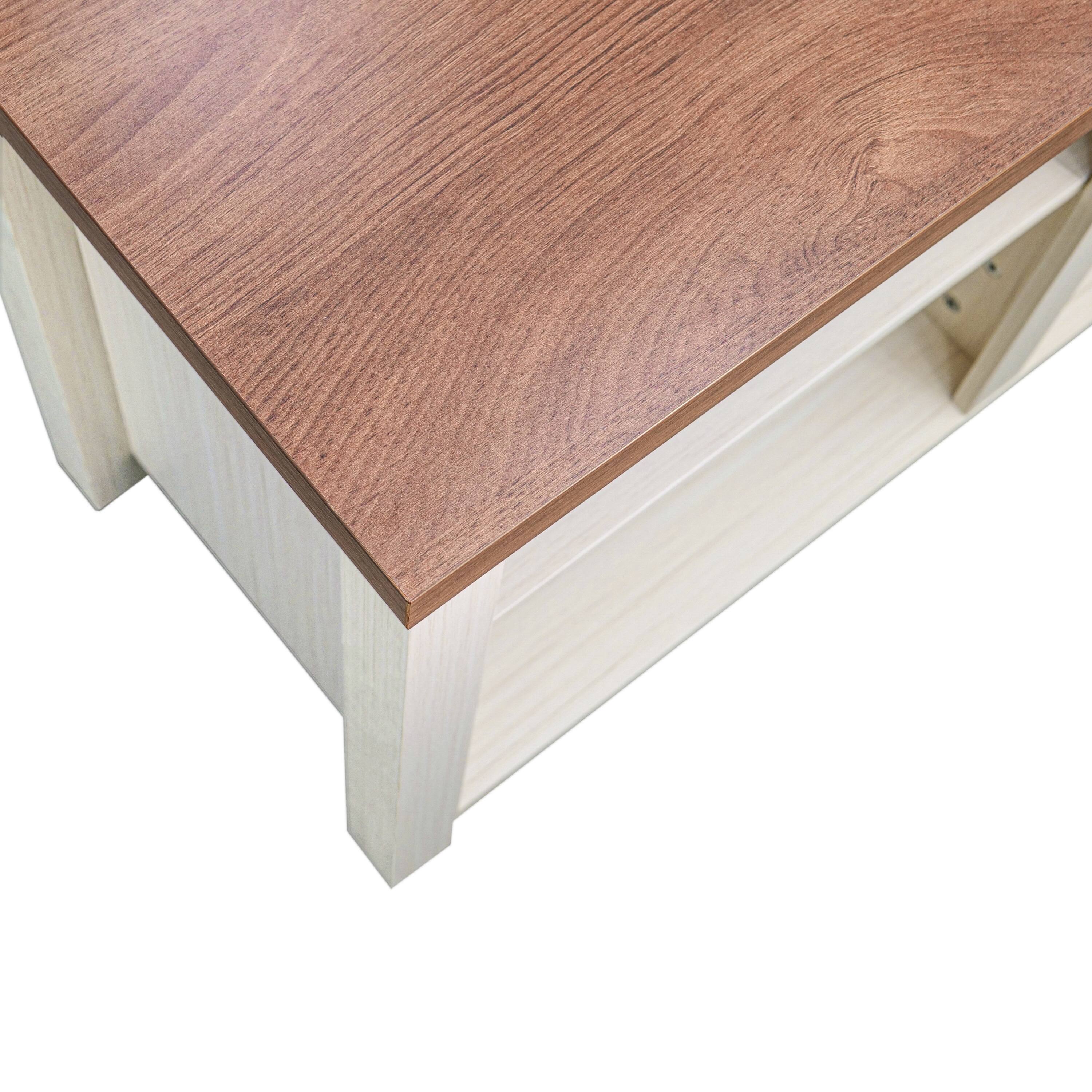 Alt View 8. Emma + Oliver - Sienna Cube Style TV Stand for up to 80" TV's - 65" Media Console with 6 Open Storage Shelves - Walnut Top/White Frame.