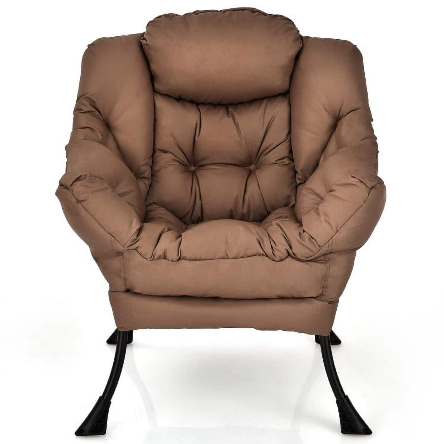 Kadyn - Modern Polyester Fabric Lazy Chair, Fabric Lazy Chair Large Accent Chair with Steel Frame and Side Pocket - Brown