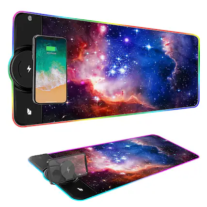 Front. Fabibe - Mouse Pad Keyboard Mouse 10 RGB RGB QC Gaming Desk With Wireless Charging Fast Chargering Lighting Modes Keyboard&mouse - Galaxy.