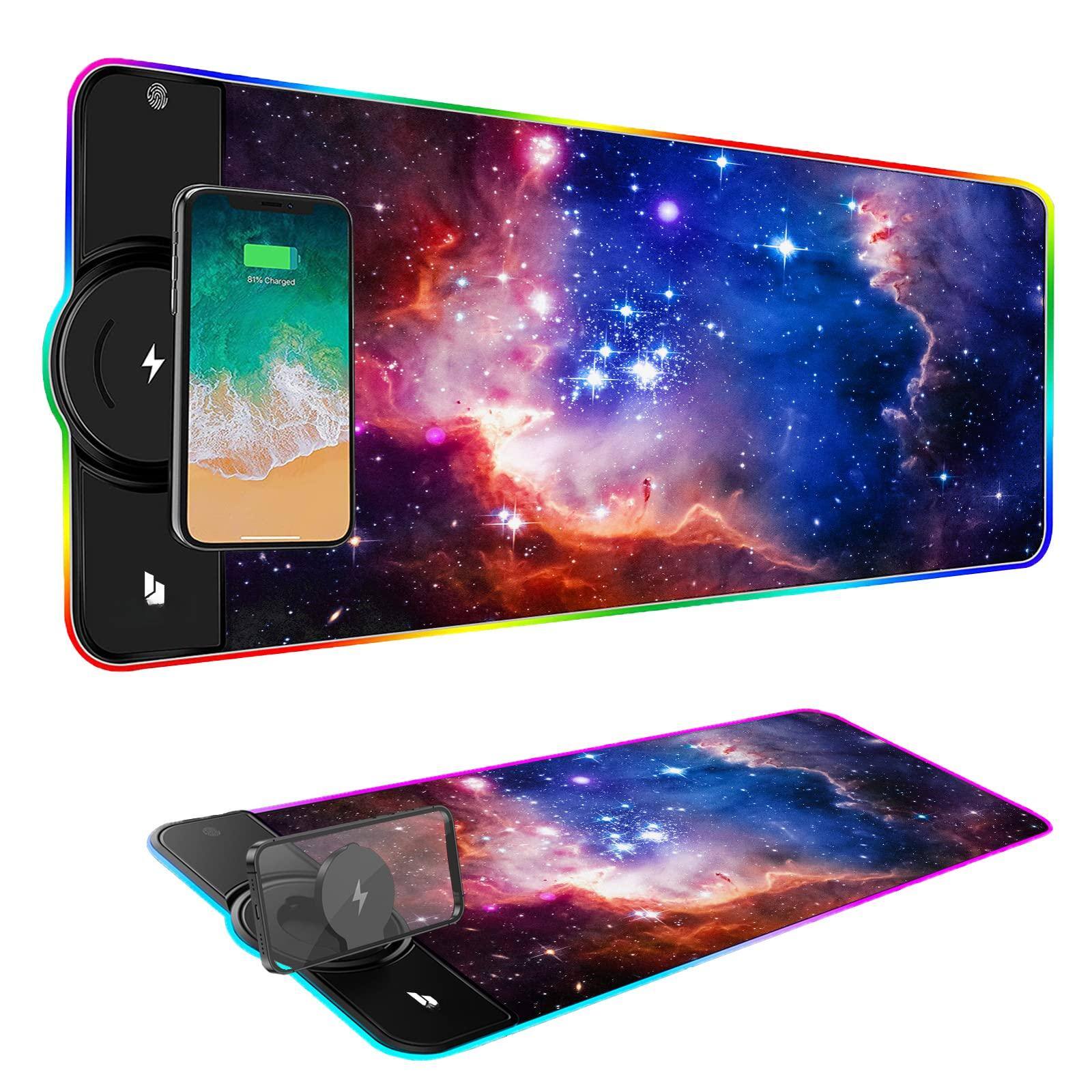 Front. Fabibe - Mouse Pad Keyboard Mouse 10 RGB RGB QC Gaming Desk With Wireless Charging Fast Chargering Lighting Modes Keyboard&mouse - Galaxy.