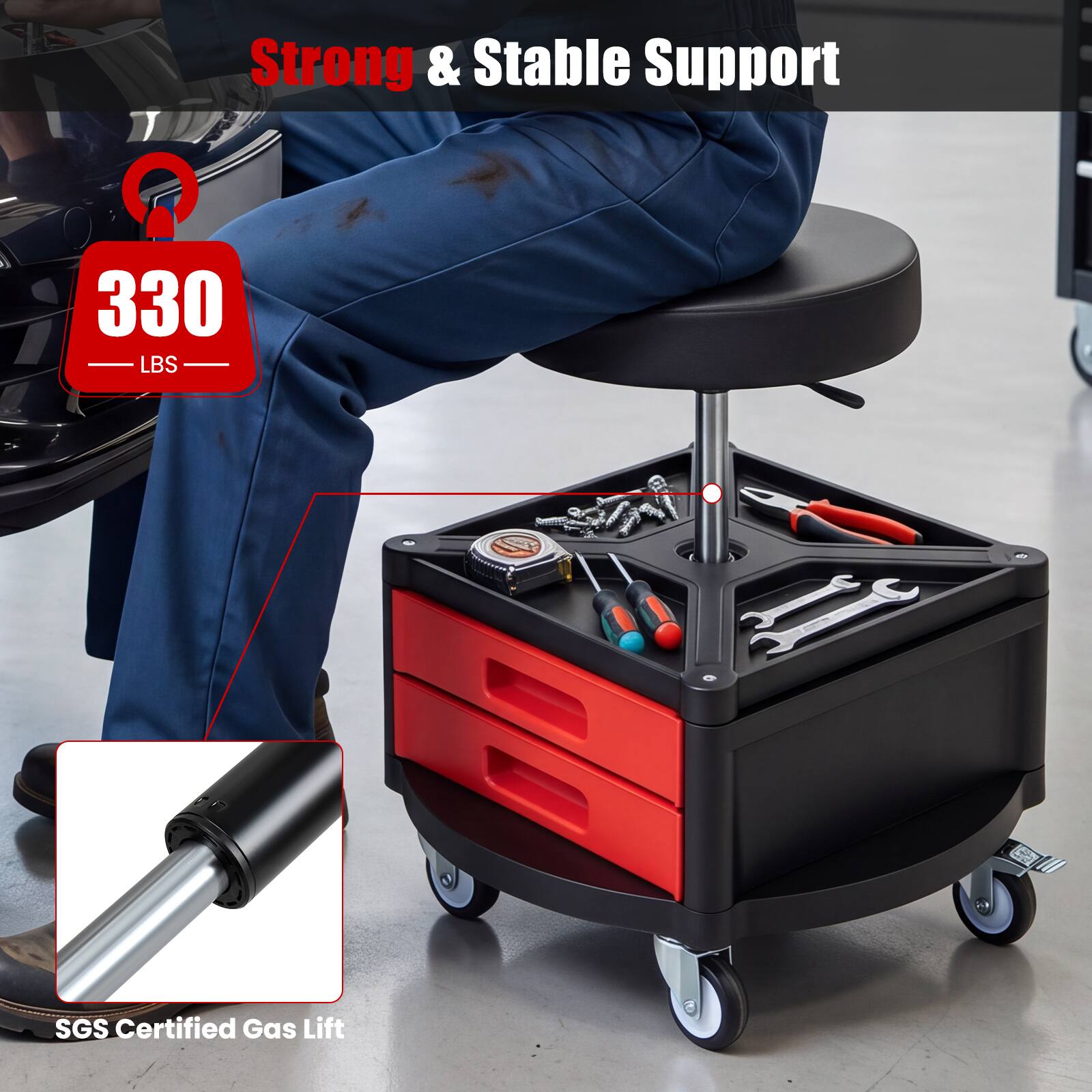 Strong & Stable Support  
330 LBS  
SGS Certified Gas Lift