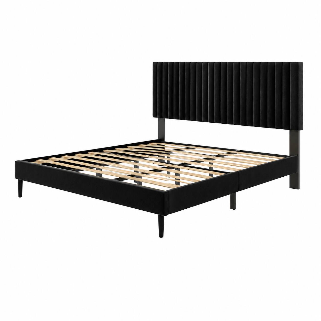 Alt View 4. Z-Edge - Full Size Bed frame, Upholstered Platform Bed with Height-Adjustable Headboard, No Box Spring Needed, Easy Assembly - Black.
