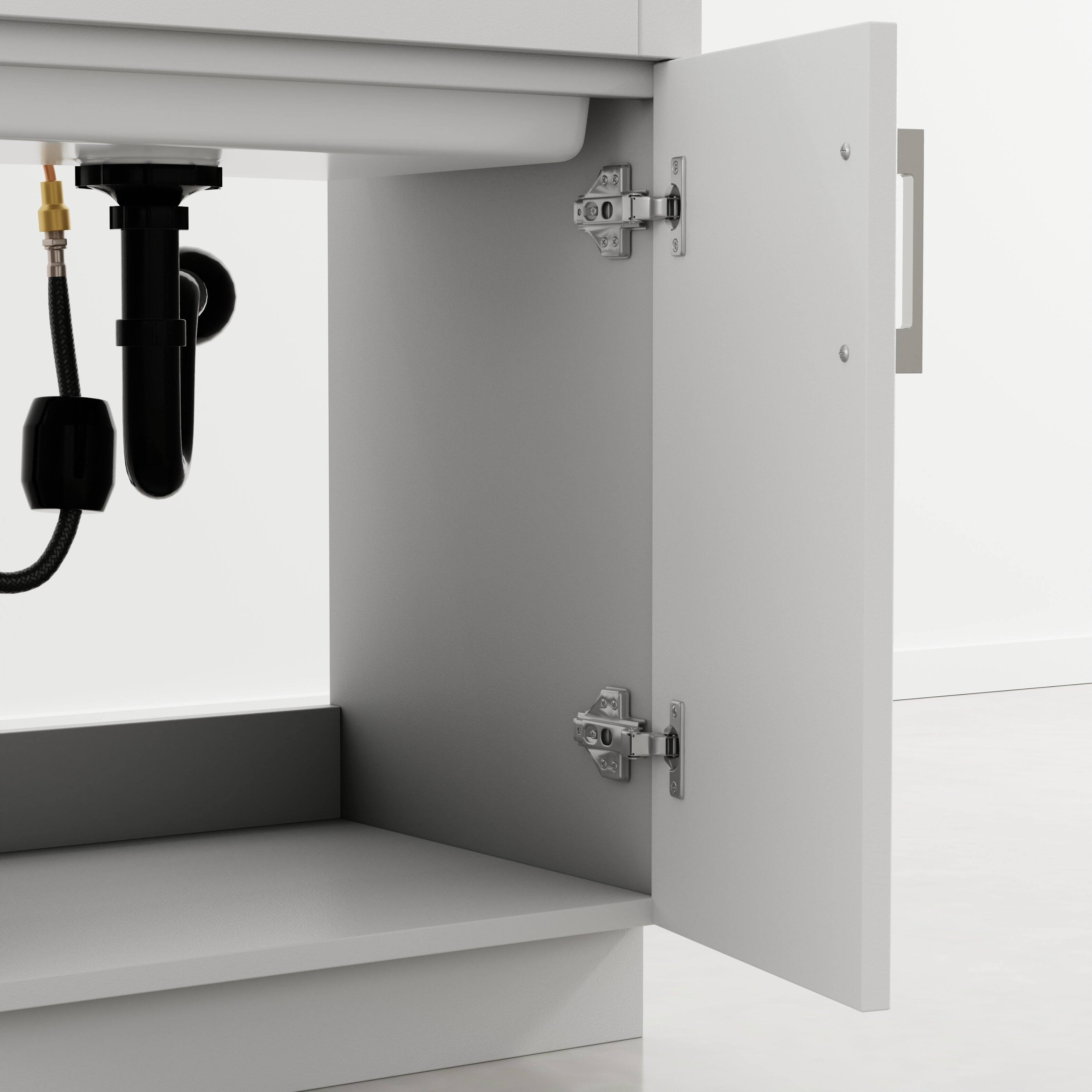 Alt View 4. Simpli Home - Hennessy 24 inch Wide Utility Sink and Laundry Cabinet, Glacier White - Glacier White.