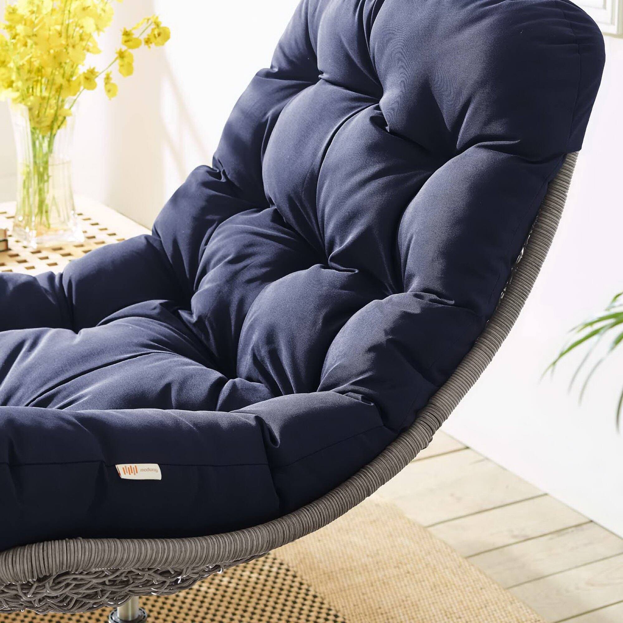 Left. Modway - Brighton Wicker Rattan Outdoor Patio Swivel Lounge Chair by Modway - Light Gray Navy.