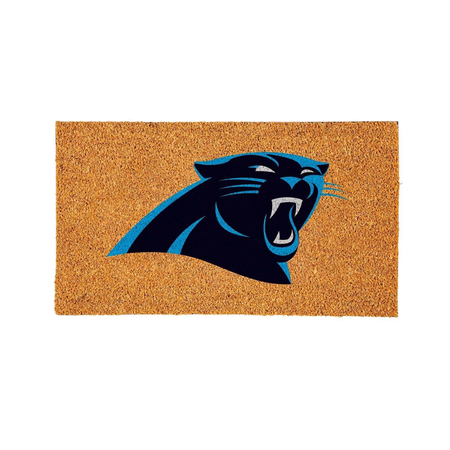 Front. Evergreen Enterprises - Carolina Panthers 28" x 16" Logo Turf Mat - Multicolor.