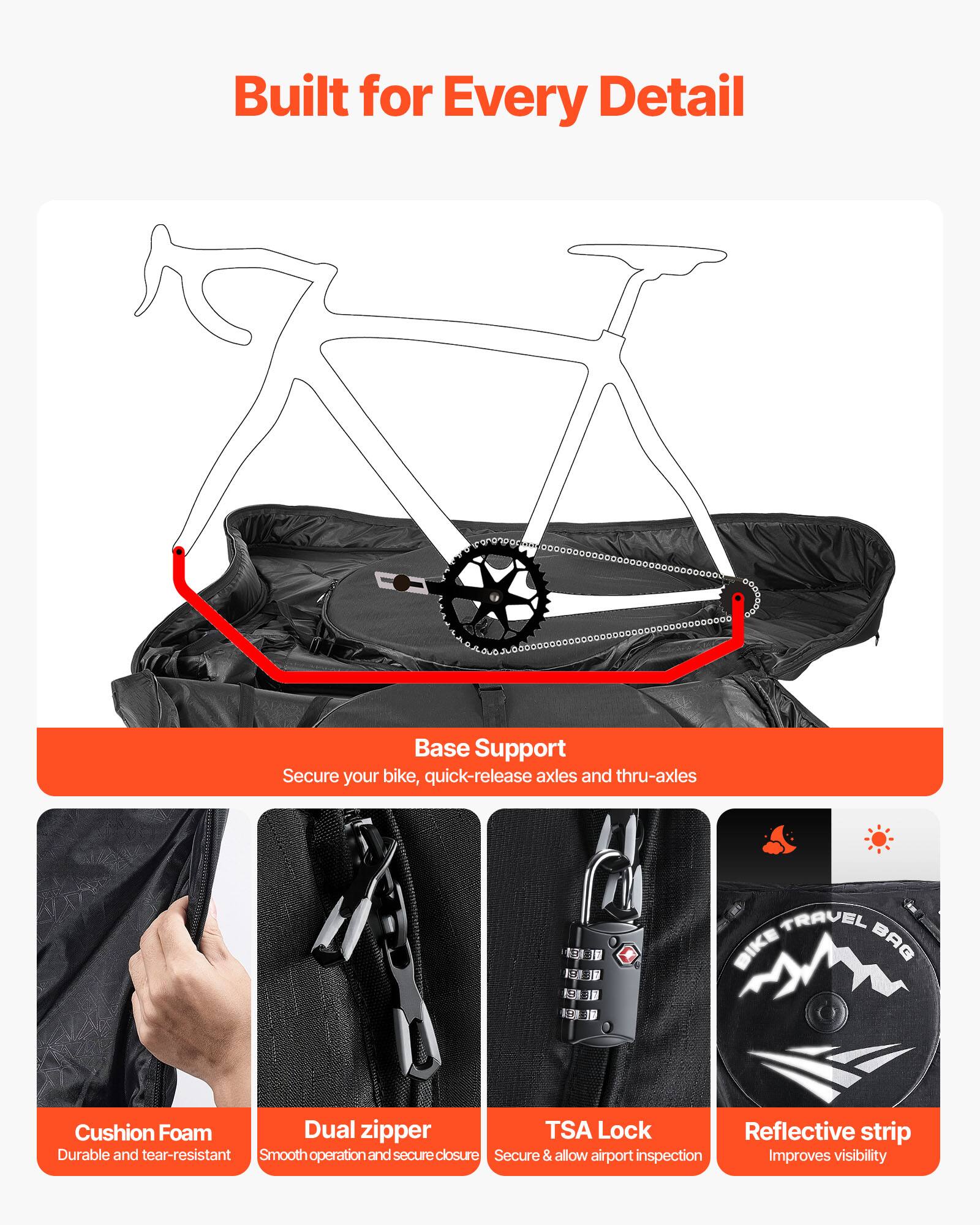 VEVOR Bike Travel Bag, Road Bike Bag Road Bicycle Storage Carry